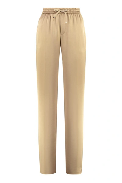 Herno Casual Satin Trousers In Brown