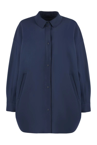 Herno Technical Fabric Overshirt In Blue
