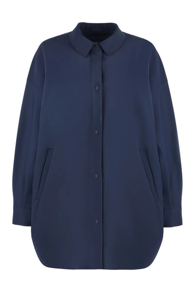 Herno Logo-engraved Shirt Jacket In Blue