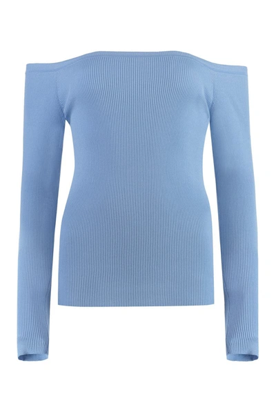 P.a.r.o.s.h Parosh Ribbed Knit Top In Blue