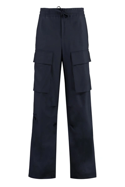 P.a.r.o.s.h . Cargo-pockets Cotton Trousers In Blue