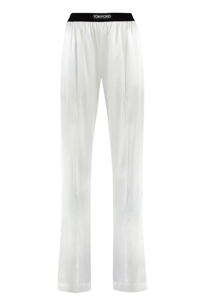 Tom Ford Silk Trousers In White