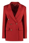 Victoria Beckham Double-breasted Wool Blazer With Structured Shoulders In Red