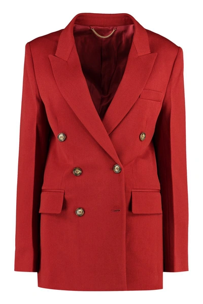 Victoria Beckham 双排扣羊毛混纺西装式外套 In Red