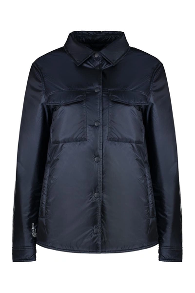 Woolrich Nylon Overshirt In Melton Blue