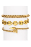 Eye Candy Los Angeles Set Of 3 Raphael Titanium Bracelets In Gold