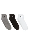 NIKE KIDS' ASSORTED 3-PACK DRI-FIT EVERYDAY CUSHIONED ANKLE SOCKS