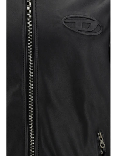 Diesel L-metalo Leather Jacket In Black  