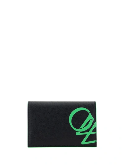 Off-white Wallets In Black Green Fluo