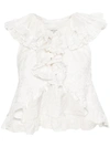 Philosophy Di Lorenzo Serafini Floral-jacquard Ruffled Blouse In White