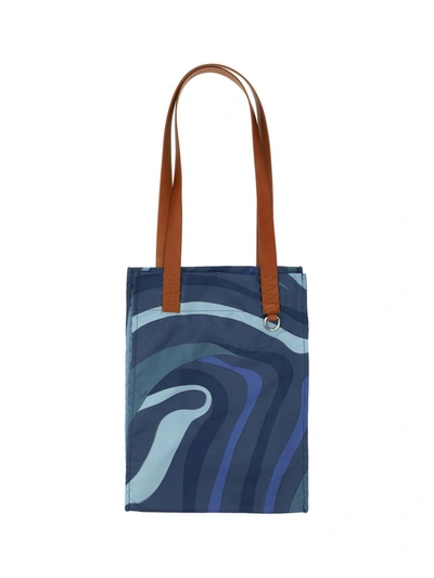 Pucci Medium Nylon Tote Bag In Indaco