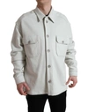 Dolce & Gabbana Grey Cotton Button Down Collared Coat Jacket In Gray