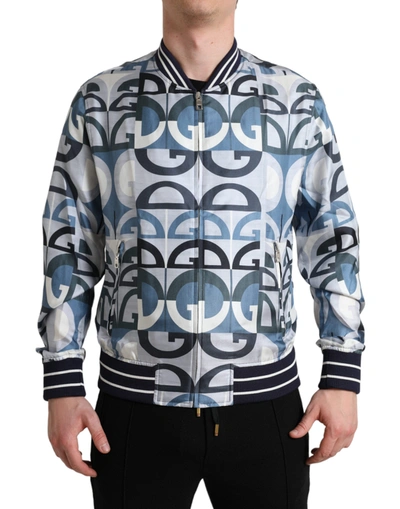 Dolce & Gabbana Multicolor Logo Print Bomber Blouson Jacket