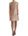 DOLCE & GABBANA DOLCE & GABBANA ELEGANT PINK METALLIC SHIFT MINI WOMEN'S DRESS