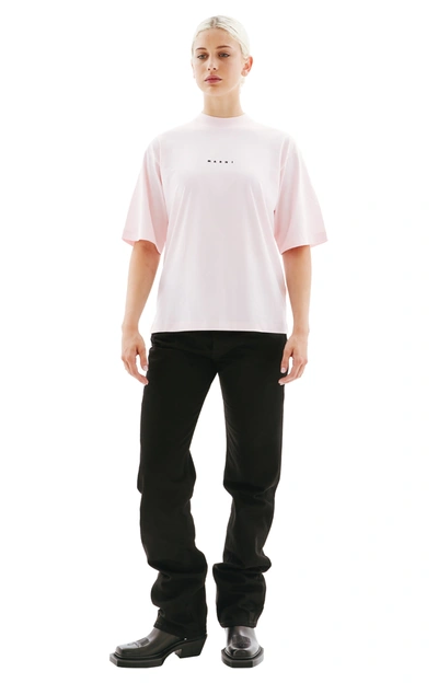 Marni Logo-print Cotton T-shirt In Pinkgummy