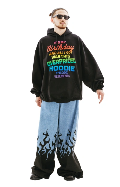 Vetements Overpriced Birthday Hoodie Sweatshirt Black In Black/rainbow