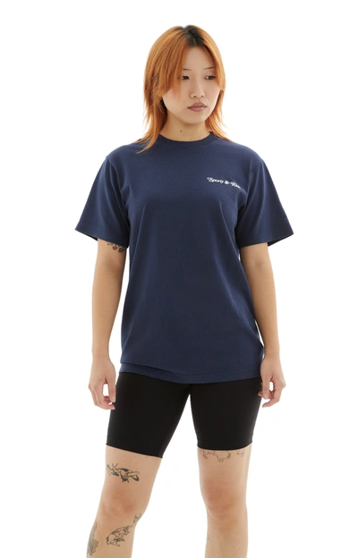 Sporty And Rich Health Club Logo-print Cotton-jersey T-shirt In Navy/cream