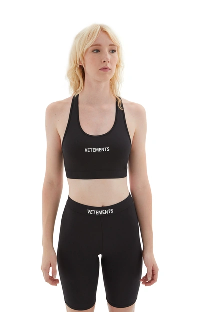 Vetements Logo-print Racerback Sports Bra In Black