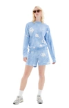 Sporty And Rich Serif Logo Embroidered Tie Dye Crewneck In Hydrangea/white