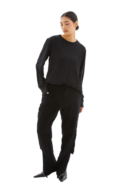 Comme Des Garcons Black Wool Pants With Zipper In Black