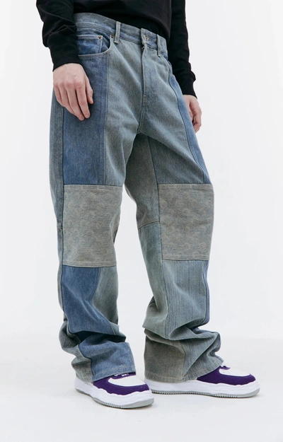 Marine Serre Regenerated Denim Straight-leg Trousers In Grey