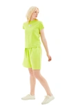 Mm6 Maison Margiela Numbers-embroidered Elasticated-waist Shorts In Neon Green