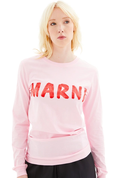 Marni Logo T-shirt In Pink