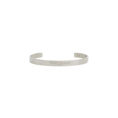 Maison Margiela Logo Cuff Bracelet In Silver