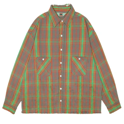 Saint Michael Denim Tears Frnnl Checked Shirt In Green