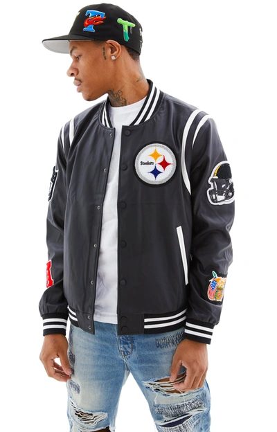 Jeff Hamilton Steelers Bomber Jacket In Black/white