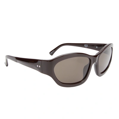 Dries Van Noten X Linda Farrow Rectangle Sunglasses In Dark Brown/silver/brown