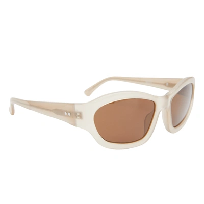 Dries Van Noten X Linda Farrow Rectangle Sunglasses In Sun Taupe/silver/brown