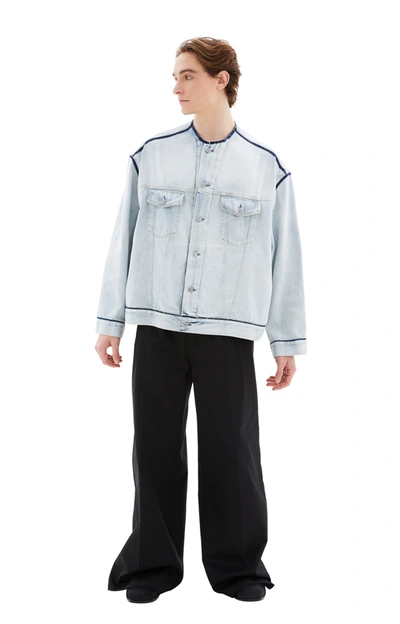 Maison Margiela Four-stitch Frayed Denim Jacket In Blue