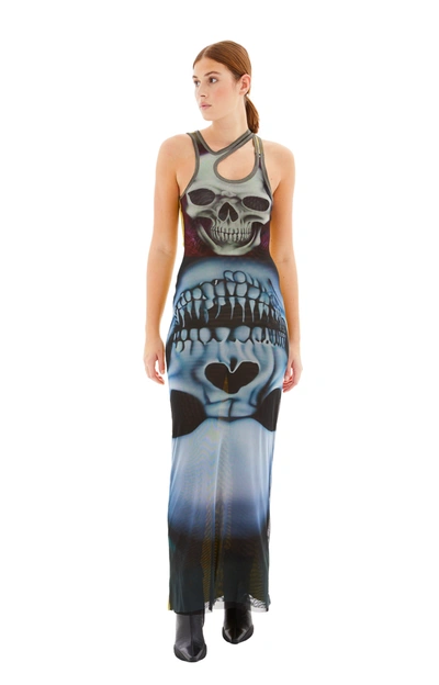 Ottolinger Mesh Tank Maxi Dress In Skull Print