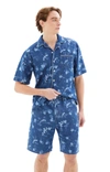 Marni All-over Logo-print Denim Shorts In Mdb50 Blue
