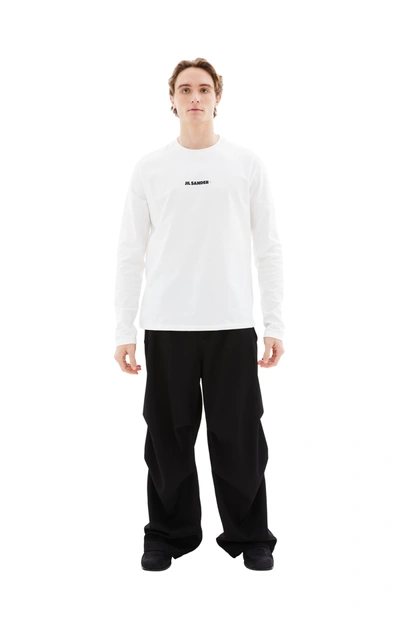 Jil Sander Crew Neck Long Sleeved T-shirt In 102 Milky
