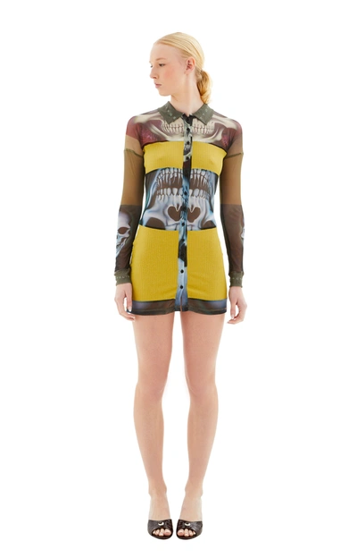 Ottolinger Mesh Shirt Dress In Skull Print