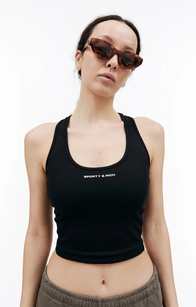 Sporty And Rich Sr Bold Sports Cropped Tank In Black
