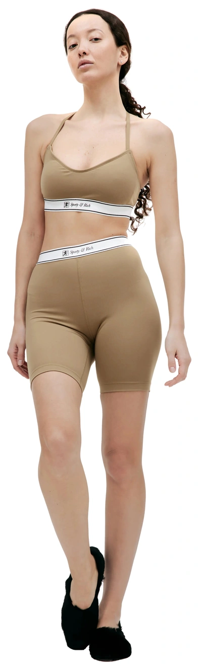 Sporty And Rich Runner Script Biker Short In Earl Grey