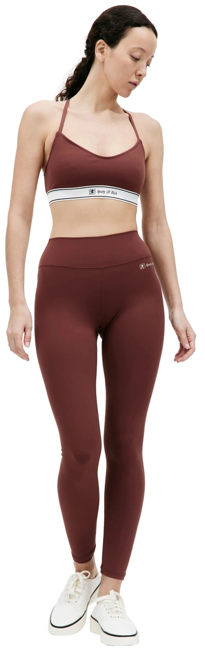 Sporty And Rich Runner Script High Waisted Legging In Maroon