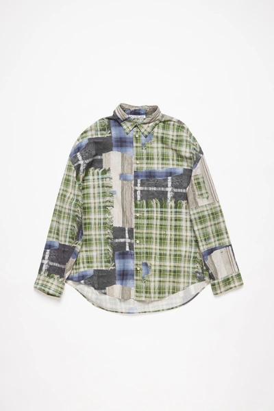 Acne Studios Print Button-up Shirt In Green Multi