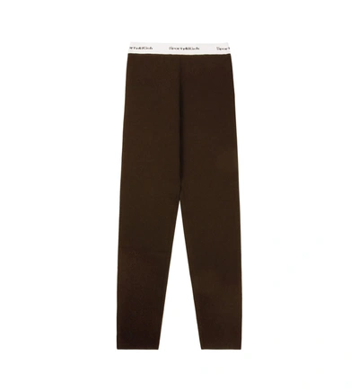 Sporty And Rich Serif Logo Ribbed Legging In Chocolate