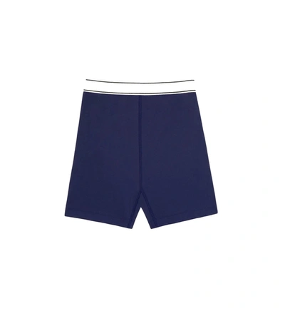 Sporty And Rich Serif Logo Biker Short In Blue