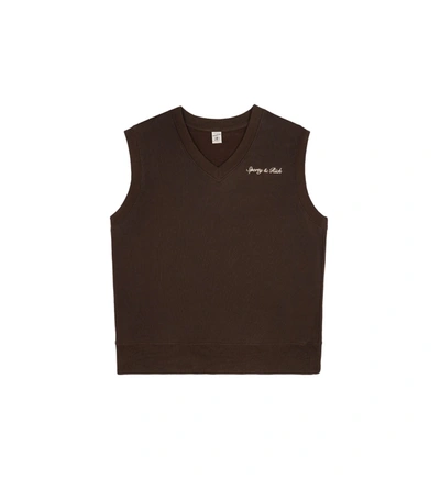 Sporty And Rich Syracuse Emb V-neck Vest In Chocolate