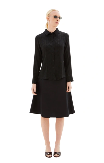 Marine Serre Jacquard Viscose Shirt Blouse In Black