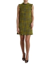 Dolce & Gabbana Yellow Houndstooth Sleeveless Aline Mini Dress In Yellow