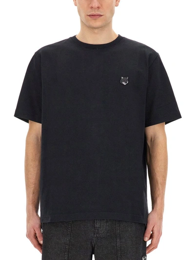 Maison Kitsuné T-shirt With Fox Patch In Black
