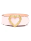 Moschino Heart-buckle Wide Leather Belt In Pink