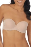 On Gossamer Sleek Micro Underwire Strapless Plunge Bra In Champagne