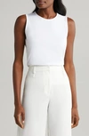 HALOGEN HALOGEN(R) SLEEVELESS STRETCH COTTON KNIT SHELL TOP